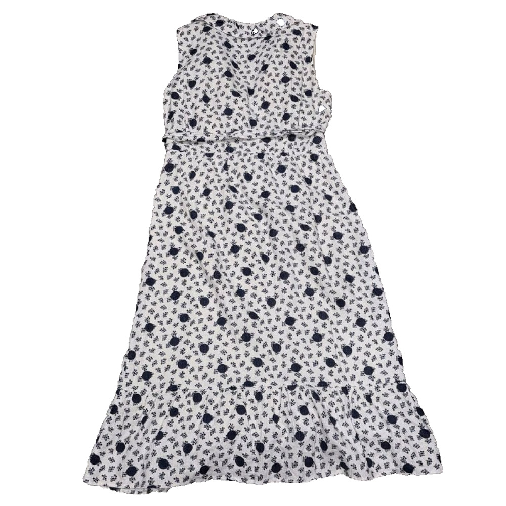 Boden Nancy Linen Midi Dress flower v-neck 8 R White blue A004530 - Picture 13 of 13